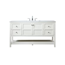 Theo 60" Free Standing Single Basin Vanity Set with Cabinet and Engineered Marble Vanity Top