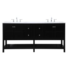 Theo 72" Free Standing Double Basin Vanity Set with Cabinet and Engineered Marble Vanity Top