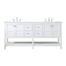 Theo 72" Free Standing Double Basin Vanity Set with Cabinet and Engineered Marble Vanity Top