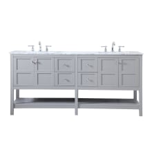 Thalen 72" Free Standing Double Basin Vanity Set with Cabinet and Marble Vanity Top