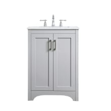 Moore 24" Free Standing Single Basin Vanity Set with Cabinet and Engineered Marble Vanity Top