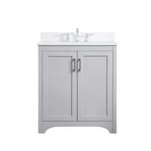 Moore 30" Free Standing Single Basin Vanity Set with Cabinet, Engineered Marble Vanity Top, and Backsplash