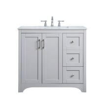 Moore 36" Free Standing Single Basin Vanity Set with Cabinet and Engineered Marble Vanity Top