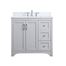 Moore 36" Free Standing Single Basin Vanity Set with Cabinet, Engineered Marble Vanity Top, and Backsplash