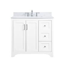 Moore 36" Free Standing Single Basin Vanity Set with Cabinet, Engineered Marble Vanity Top, and Backsplash