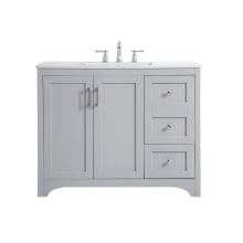 Moore 42" Free Standing Single Basin Vanity Set with Cabinet and Engineered Marble Vanity Top