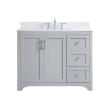 Moore 42" Free Standing Single Basin Vanity Set with Cabinet, Engineered Marble Vanity Top, and Backsplash