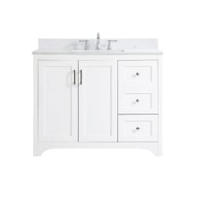 Moore 42" Free Standing Single Basin Vanity Set with Cabinet, Engineered Marble Vanity Top, and Backsplash