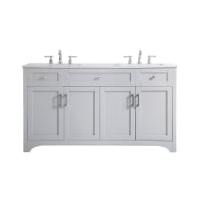 Moore 60" Free Standing Double Basin Vanity Set with Cabinet and Engineered Marble Vanity Top