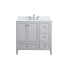 Sommerville 36" Free Standing Single Basin Vanity Set with Cabinet, Engineered Marble Vanity Top, and Backsplash