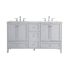 Sommerville 60" Free Standing Double Basin Vanity Set with Cabinet and Engineered Marble Vanity Top