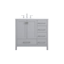 Irene 36" Free Standing Single Basin Vanity Set with Cabinet and Engineered Marble Vanity Top