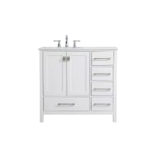 Irene 36" Free Standing Single Basin Vanity Set with Cabinet and Engineered Marble Vanity Top