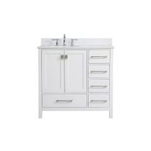 Irene 36" Free Standing Single Basin Vanity Set with Cabinet, Engineered Marble Vanity Top, and Backsplash