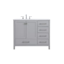 Irene 42" Free Standing Single Basin Vanity Set with Cabinet and Engineered Marble Vanity Top