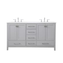 Irene 60" Free Standing Double Basin Vanity Set with Cabinet and Engineered Marble Vanity Top