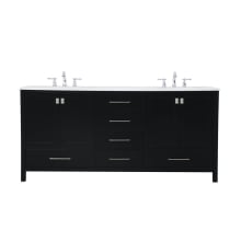 Irene 72" Free Standing Double Basin Vanity Set with Cabinet and Engineered Marble Vanity Top