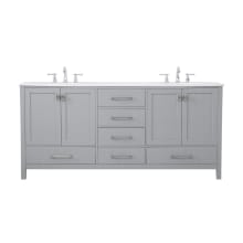Irene 72" Free Standing Double Basin Vanity Set with Cabinet and Engineered Marble Vanity Top