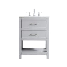 Sinclaire 24" Free Standing Single Basin Vanity Set with Cabinet and Engineered Marble Vanity Top