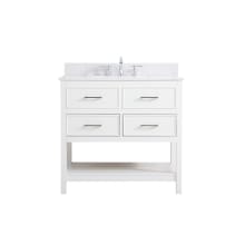 Sinclaire 36" Free Standing Single Basin Vanity Set with Cabinet, Engineered Marble Vanity Top, and Backsplash