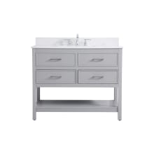 Sinclaire 42" Free Standing Single Basin Vanity Set with Cabinet, Engineered Marble Vanity Top, and Backsplash