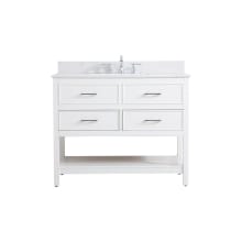 Sinclaire 42" Free Standing Single Basin Vanity Set with Cabinet, Engineered Marble Vanity Top, and Backsplash