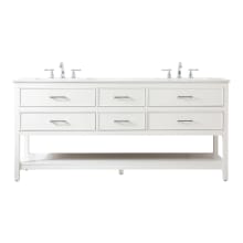 Sinclaire 72" Free Standing Double Basin Vanity Set with Cabinet and Engineered Marble Vanity Top