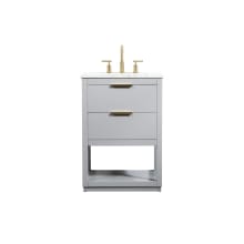 Larkin 24" Free Standing Single Basin Vanity Set with Cabinet and Marble Vanity Top