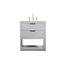 Larkin 30" Free Standing Single Basin Vanity Set with Cabinet and Engineered Marble Vanity Top