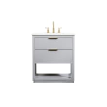 Larkin 30" Free Standing Single Basin Vanity Set with Cabinet and Marble Vanity Top