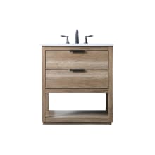 Larkin 30" Free Standing Single Basin Vanity Set with Cabinet and Marble Vanity Top