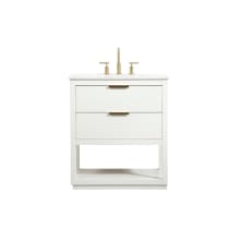 Larkin 30" Free Standing Single Basin Vanity Set with Cabinet and Engineered Marble Vanity Top