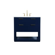 Larkin 36" Free Standing Single Basin Vanity Set with Cabinet and Engineered Marble Vanity Top