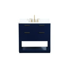 Larkin 36" Free Standing Single Basin Vanity Set with Cabinet, Engineered Marble Vanity Top, and Backsplash