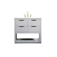 Larkin 36" Free Standing Single Basin Vanity Set with Cabinet and Marble Vanity Top