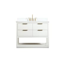 Larkin 42" Free Standing Single Basin Vanity Set with Cabinet, Engineered Marble Vanity Top, and Backsplash