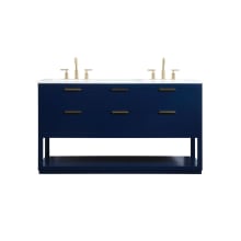 Larkin 60" Free Standing Double Basin Vanity Set with Cabinet and Engineered Marble Vanity Top