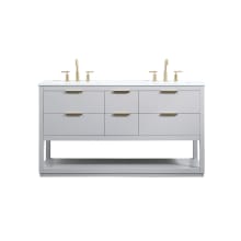 Larkin 60" Free Standing Double Basin Vanity Set with Cabinet and Engineered Marble Vanity Top
