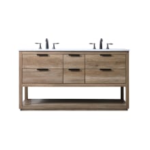 Larkin 60" Free Standing Double Basin Vanity Set with Cabinet and Marble Vanity Top