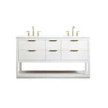 Larkin 60" Free Standing Double Basin Vanity Set with Cabinet and Marble Vanity Top