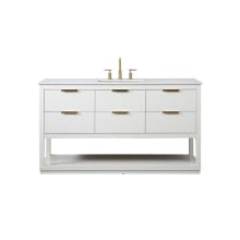 Larkin 60" Free Standing Single Basin Vanity Set with Cabinet and Engineered Marble Vanity Top