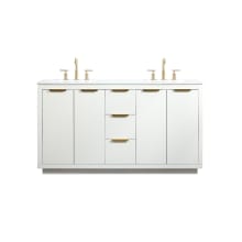 Blake 60" Free Standing Double Basin Vanity Set with Cabinet and Marble Vanity Top