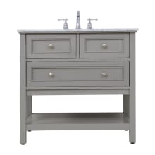 Metropolis 36" Free Standing Single Basin Vanity Set with Cabinet and Marble Vanity Top