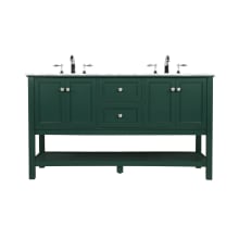 Metropolis 60" Free Standing Double Basin Vanity Set with Cabinet and Marble Vanity Top