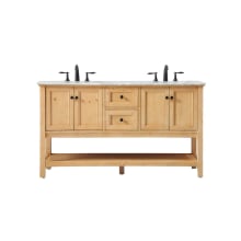 Metropolis 60" Free Standing Double Basin Vanity Set with Cabinet and Marble Vanity Top