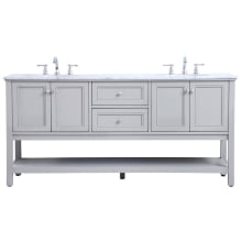 Metropolis 72" Free Standing Double Basin Vanity Set with Cabinet and Marble Vanity Top