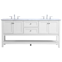 Metropolis 72" Free Standing Double Basin Vanity Set with Cabinet and Marble Vanity Top