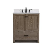 Soma 30" Free Standing Single Basin Vanity Set with Cabinet, Engineered Marble Vanity Top, and Backsplash