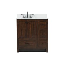 Soma 32" Free Standing Single Basin Vanity Set with Cabinet, Engineered Marble Vanity Top, and Backsplash