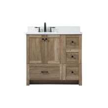 Soma 36" Free Standing Single Basin Vanity Set with Cabinet, Engineered Marble Vanity Top, and Backsplash
